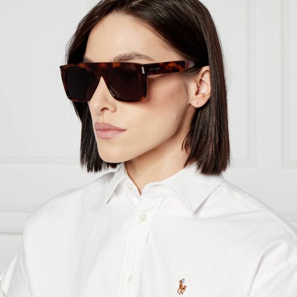 NEW SL651 VITTI 003 SAINT LAURENT SUNGLASSES WOMEN HAVANA SQUARE EYEWEAR - Picture 1 of 4